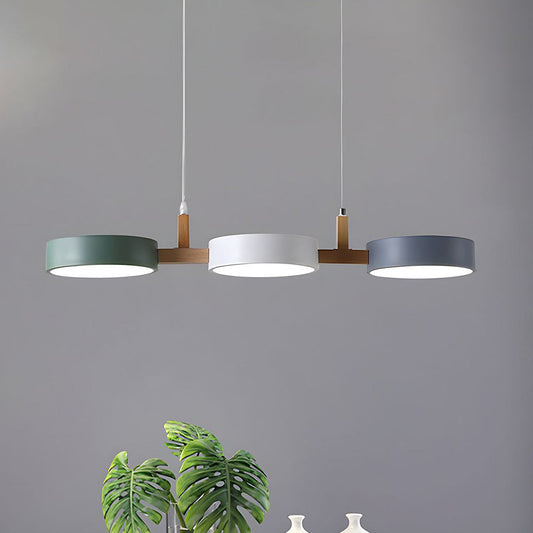 Moderne Metalen Cilindervormige Hanglamp Scandinavisch Wit-Grijs-Groen D77*H20CM