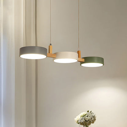 Moderne Metalen Cilindervormige Hanglamp Scandinavisch Wit-Grijs-Groen D77*H20CM Warm licht