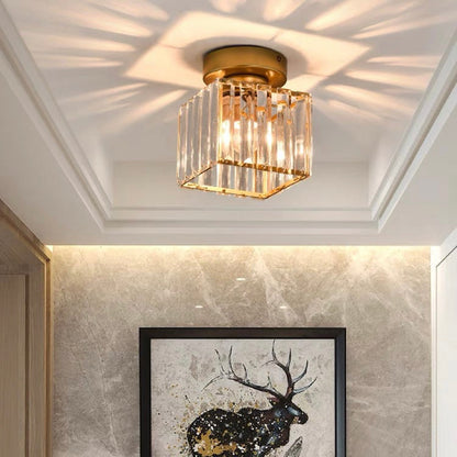 Moderne Zwarte Plafondlamp Met Eén Lichtbron Voor Hal Goud Vierkant (D13*17CM)