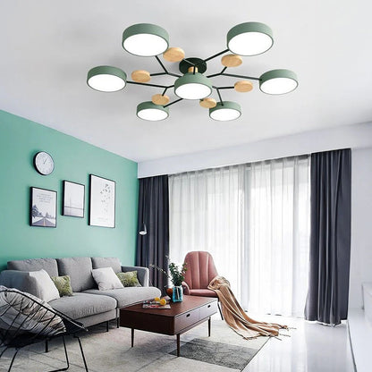 Moderne Ronde LED Kroonluchter Van IJzer Voor Woonkamer Groen