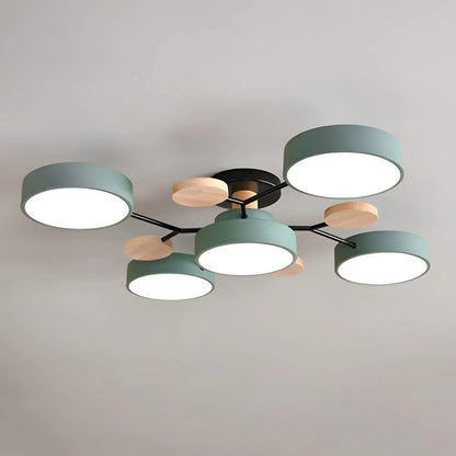 Moderne Ronde LED Kroonluchter Van IJzer Voor Woonkamer Groen