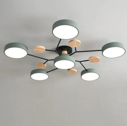 Moderne Ronde LED Kroonluchter Van IJzer Voor Woonkamer Groen