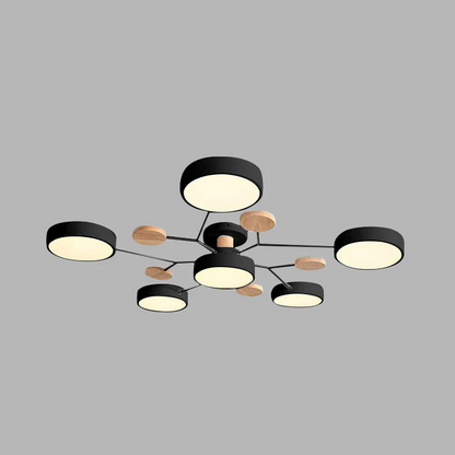 Moderne Ronde LED Kroonluchter Van IJzer Voor Woonkamer Zwart 6 lampen - D90*H14CM Warm licht