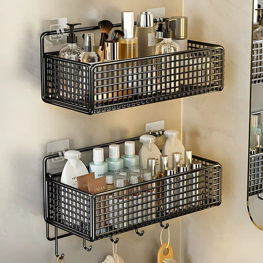 Multifunctionele Badkamer Organizer met Muurbevestiging Zwart Wit