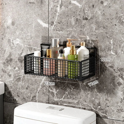 Multifunctionele Badkamer Organizer met Muurbevestiging Zwart Wit Zwart-S-1PC