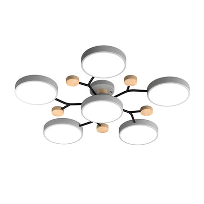 Murray Macaron Moleculaire LED-plafondlamp Grijs 6 hoofden Warm licht