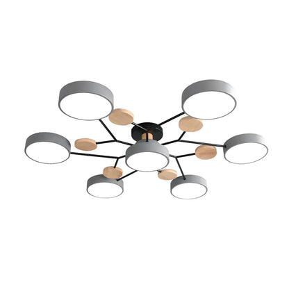Murray Macaron Moleculaire LED-plafondlamp Grijs 7 hoofden Warm licht