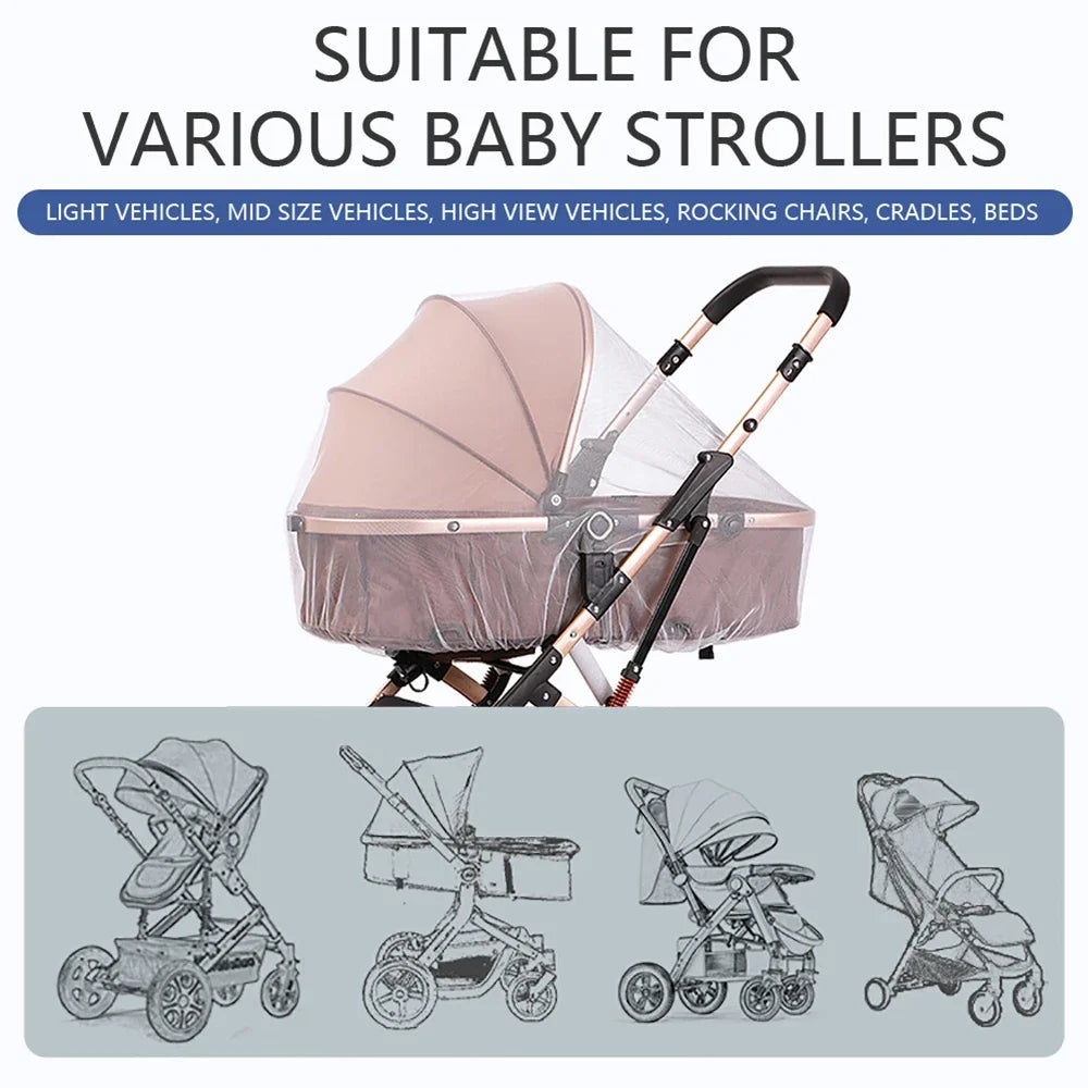 Klamboe Muskietennet Voor Baby Kinderwagen - Anti muggen - UV-Bescherming En Dekking