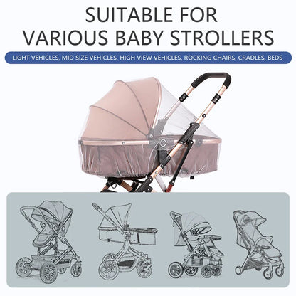 Klamboe Muskietennet Voor Baby Kinderwagen - Anti muggen - UV-Bescherming En Dekking