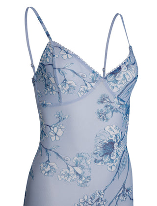 Nara | Kanten jurk voor dames – Elegant bloemenpatroon, diepblauwe kleur en vrouwelijk silhouet