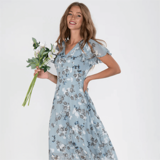 Nara | Lange maxi-jurk voor dames – Romantische bloemenprint, diepe V-hals en zomerse elegantie