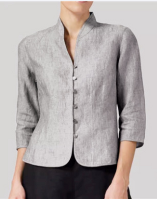 Nara | Vintage blouse met lange mouwen voor dames – Architectonische retro-constructie & Kopenhagen Vintage Majestic grijs