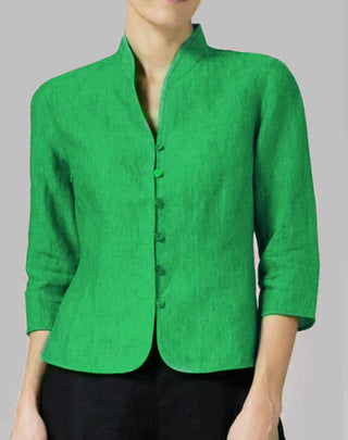 Nara | Vintage blouse met lange mouwen voor dames – Architectonische retro-constructie & Kopenhagen Vintage Majestic groen