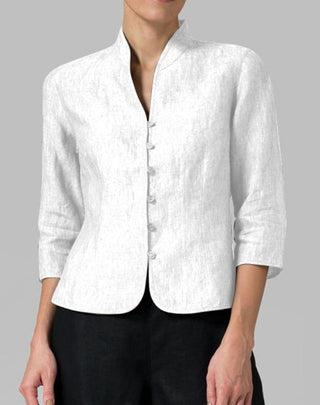 Nara | Vintage blouse met lange mouwen voor dames – Architectonische retro-constructie & Kopenhagen Vintage Majestic wit