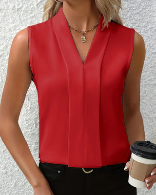 Sephira | Casual losse top met V hals – T-Shirt & Getailleerde Minimalistische Relaxed Blouse Rood