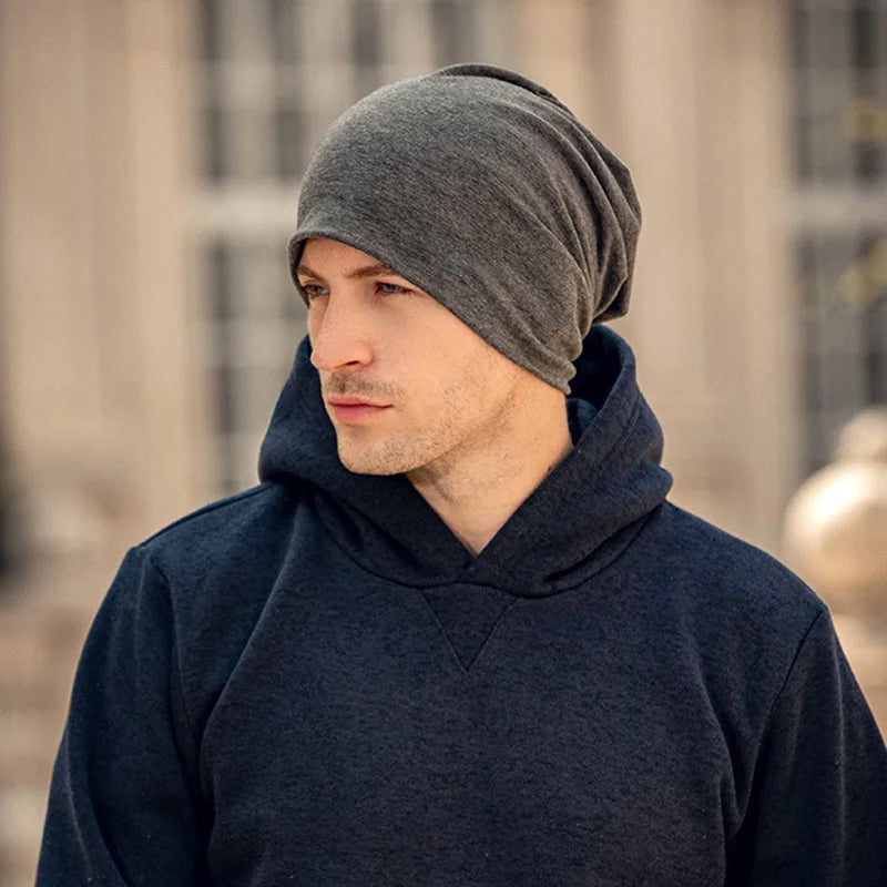 Nieuwe effen kleur baggy slouchy mutsen hoed voor mannen mannelijke herfst lente hiphop zachte oorwarmer schedelkappen buiten winddichte muts 1