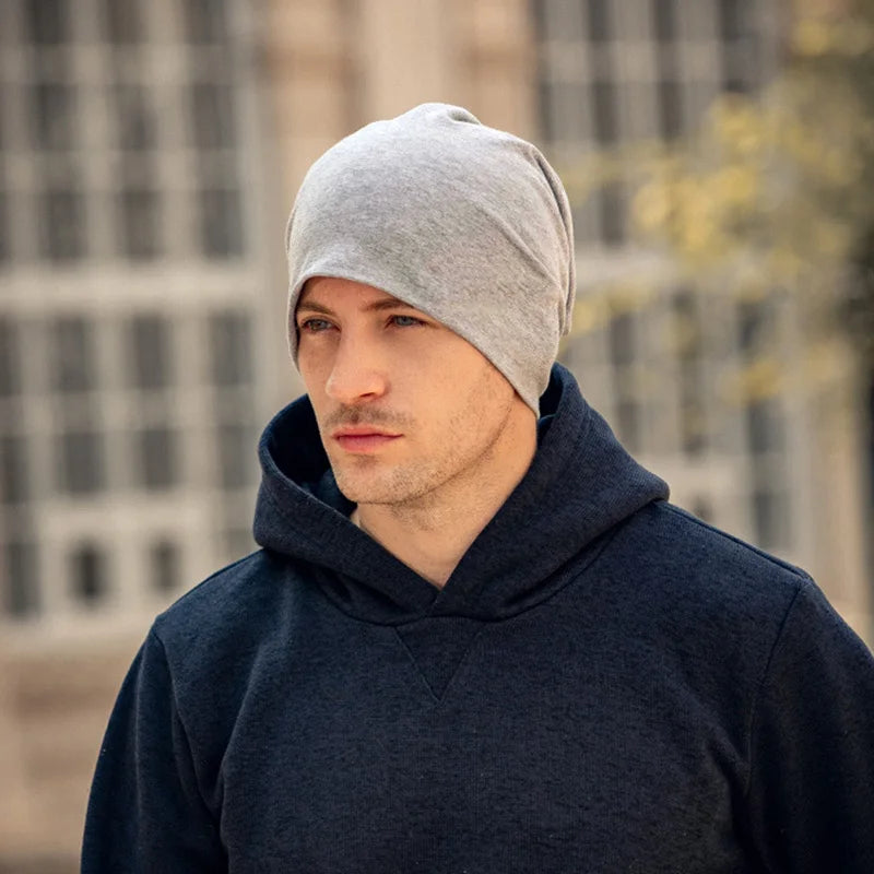 Nieuwe effen kleur baggy slouchy mutsen hoed voor mannen mannelijke herfst lente hiphop zachte oorwarmer schedelkappen buiten winddichte muts 2