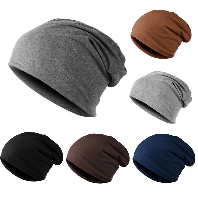 Nieuwe effen kleur baggy slouchy mutsen hoed voor mannen mannelijke herfst lente hiphop zachte oorwarmer schedelkappen buiten winddichte muts 3