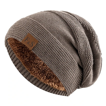 Nieuwe unisex slouchy wintermutsen met bontvoering voor mannen en vrouwen, warme mutsen, casual labeldecoratie, gebreide wintermutsen 12