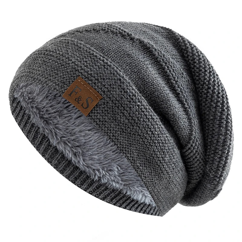 Nieuwe unisex slouchy wintermutsen met bontvoering voor mannen en vrouwen, warme mutsen, casual labeldecoratie, gebreide wintermutsen 14