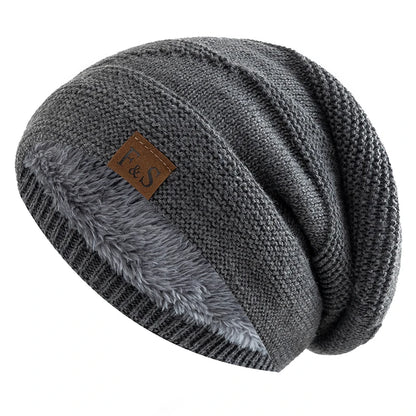 Nieuwe unisex slouchy wintermutsen met bontvoering voor mannen en vrouwen, warme mutsen, casual labeldecoratie, gebreide wintermutsen 14