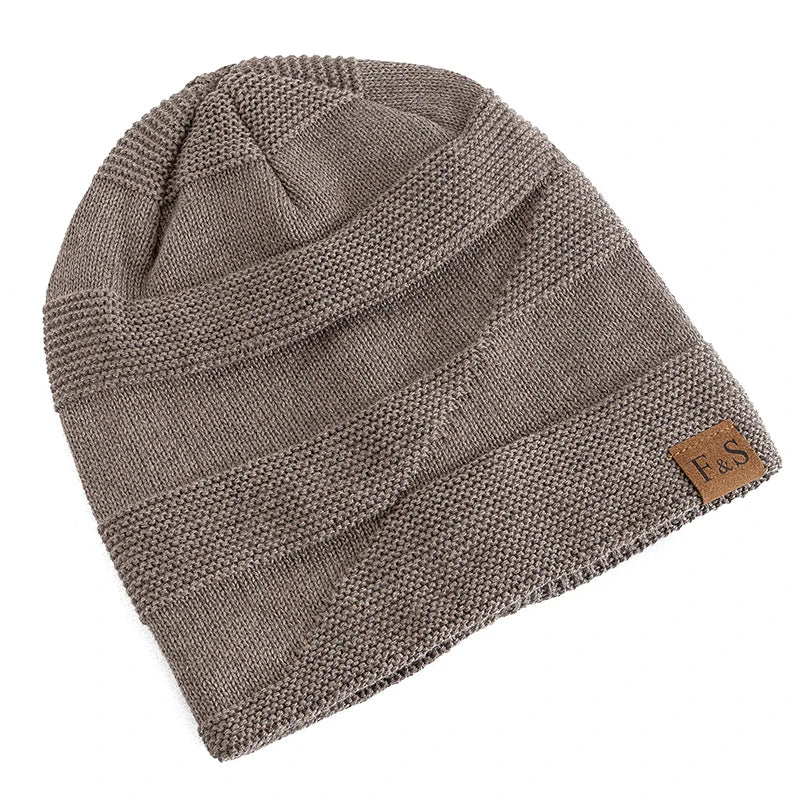 Nieuwe unisex slouchy wintermutsen met bontvoering voor mannen en vrouwen, warme mutsen, casual labeldecoratie, gebreide wintermutsen 2