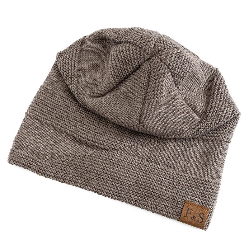Nieuwe unisex slouchy wintermutsen met bontvoering voor mannen en vrouwen, warme mutsen, casual labeldecoratie, gebreide wintermutsen 4