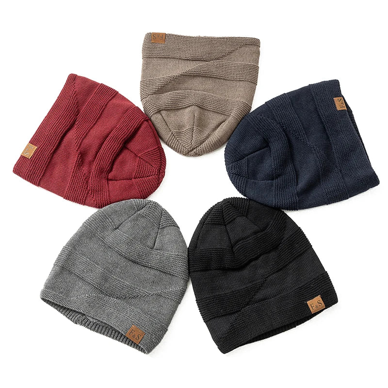 Nieuwe unisex slouchy wintermutsen met bontvoering voor mannen en vrouwen, warme mutsen, casual labeldecoratie, gebreide wintermutsen 5