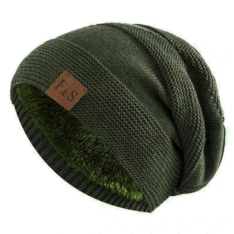Nieuwe unisex slouchy wintermutsen met bontvoering voor mannen en vrouwen, warme mutsen, casual labeldecoratie, gebreide wintermutsen 6