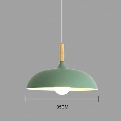 Plafondlamp Scandinavisch Eikenhout Met LED Verlichting Groen