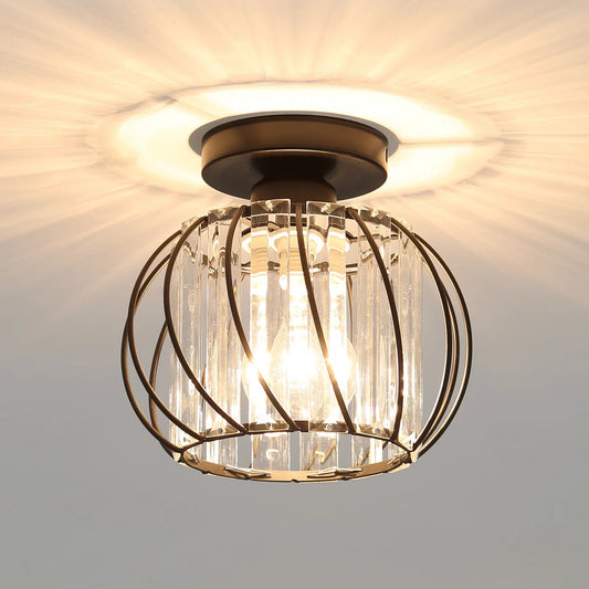 Nordic Luxe Glazen Plafondlamp Voor Hal Zwart Scandinavisch Zwart D16*H16cm