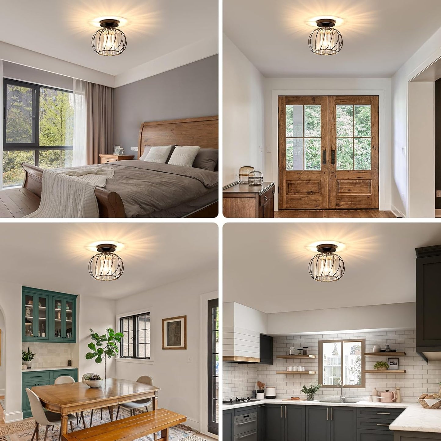 Nordic Luxe Glazen Plafondlamp Voor Hal Zwart Scandinavisch