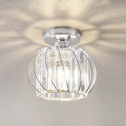 Nordic Luxe Glazen Plafondlamp Voor Hal Zwart Scandinavisch Zilver D16*H16cm