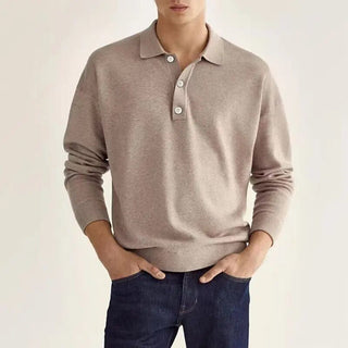 Nouva | Polo shirt met lange mouwen voor heren – Zacht katoen & klassiek design beige