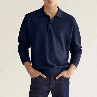 Nouva | Polo shirt met lange mouwen voor heren – Zacht katoen & klassiek design blauw