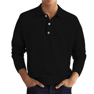 Nouva | Polo shirt met lange mouwen voor heren – Zacht katoen & klassiek design zwart
