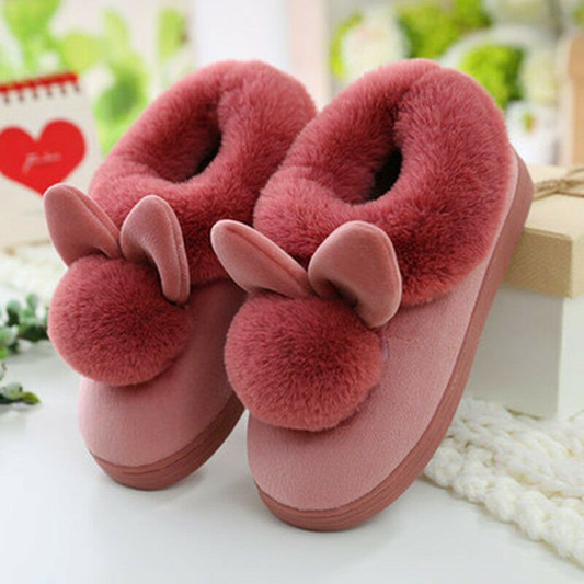 Dames Pantoffels met Konijnen - Zachte Sloffen & Huisschoenen Roze