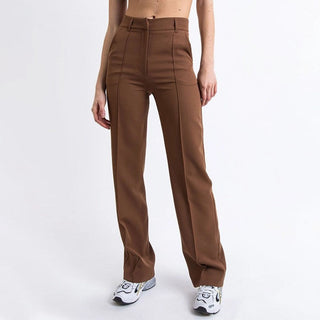 Avenari | Dames Broek - High Waist - Wijde Pijpen - Met Zakken - Comfortabele Pasvorm Bruin