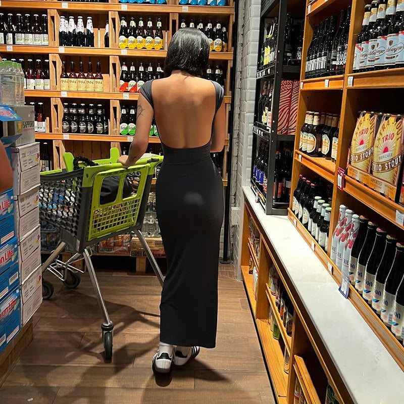 Dames Rugloze Maxi Jurk – Zoete Fantasie Zomerjurk met Open Rug | Elegante & Luchtige Lange Jurk voor Feest of Strand