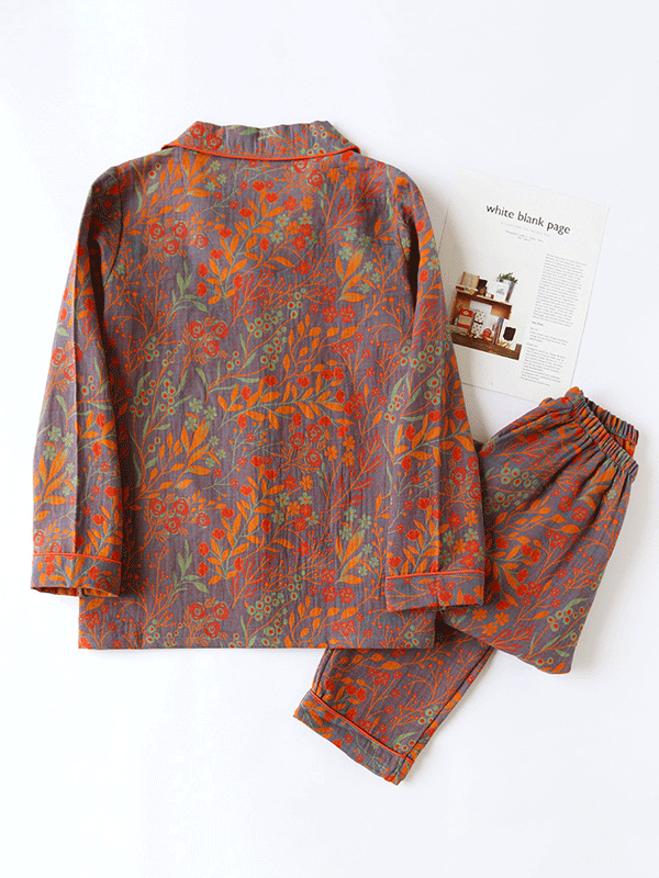 Luna Elegante Bloemenprint Pyjama Set voor Dames Nachtkleding