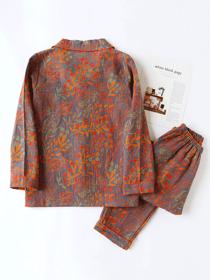 Luna Elegante Bloemenprint Pyjama Set voor Dames Nachtkleding