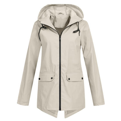 Dames Regenjas met Capuchon - Lichtgewicht, Waterdicht & Ademend Beige