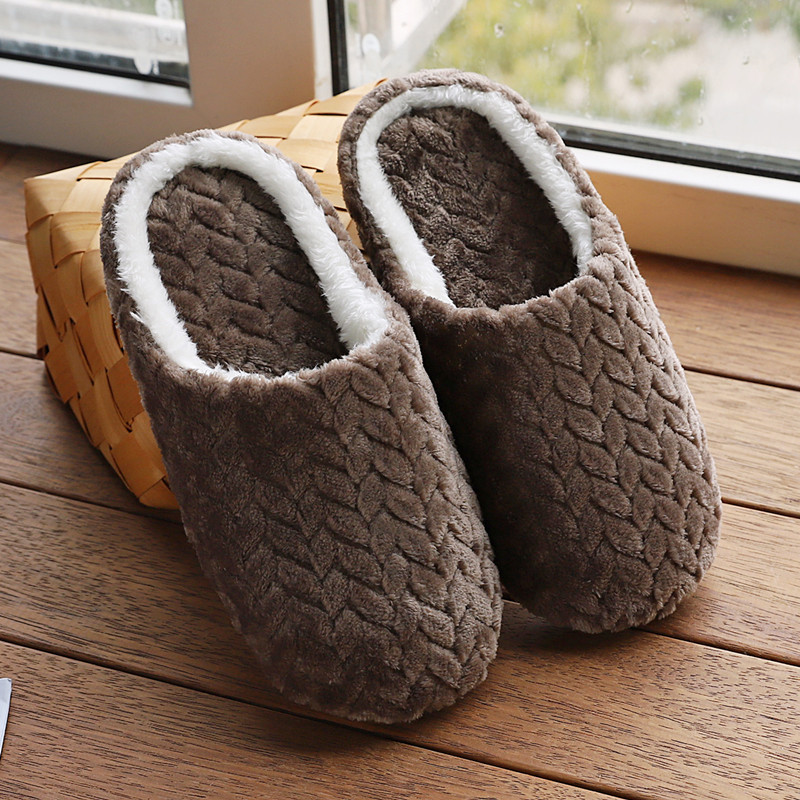 Unisex Warme Winterpantoffels - Zachte Sloffen met Voering Koffie