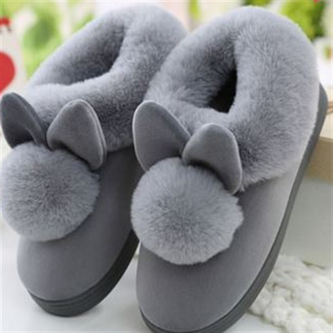 Dames Pantoffels met Konijnen - Zachte Sloffen & Huisschoenen Grijs