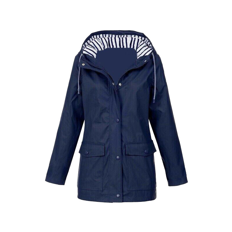 Dames Regenjas - Waterdicht, Lichtgewicht en Ademend Design Marineblauw