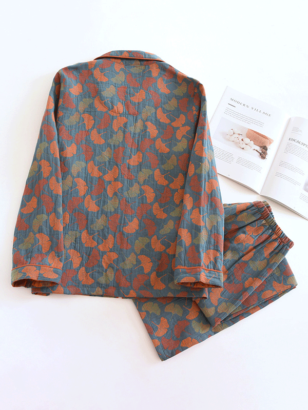 Vintage Bloemenprint Crepe Pyjama Set - 2-delig voor Dames