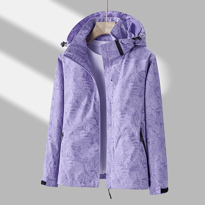 Dames Kapuzenjacke Met Rits Waterdicht Winddichte Licht Paars