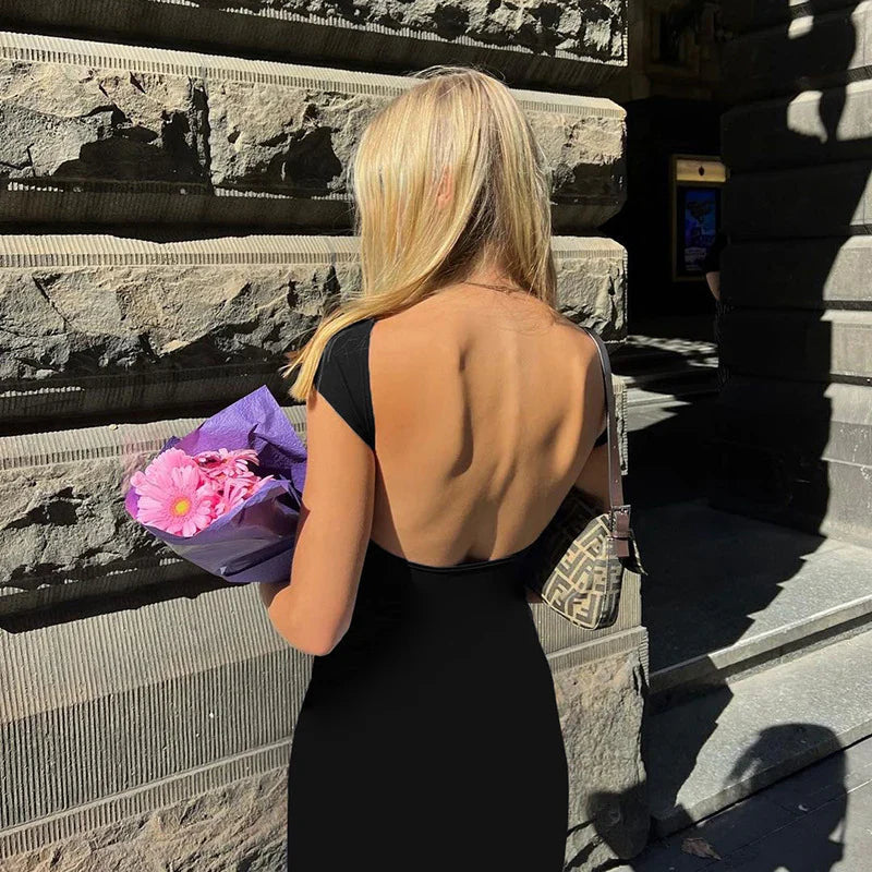 Dames Rugloze Maxi Jurk – Zoete Fantasie Zomerjurk met Open Rug | Elegante & Luchtige Lange Jurk voor Feest of Strand