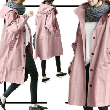 Dames Stijlvolle Regenjas - Waterdicht met Knoopsluiting Lichtroze
