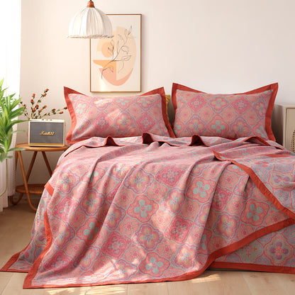 Omkeerbare Katoenen Quilt Met Bloemblaadjespatroon Roze